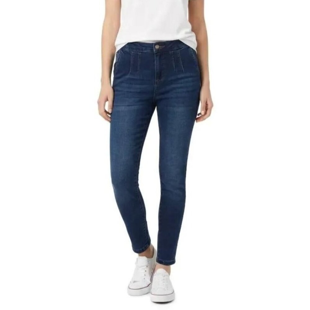 Poured In Blue Women's Comfy Knit Denim Trouser Ankle Premium Jeans Size 8 NWT‎